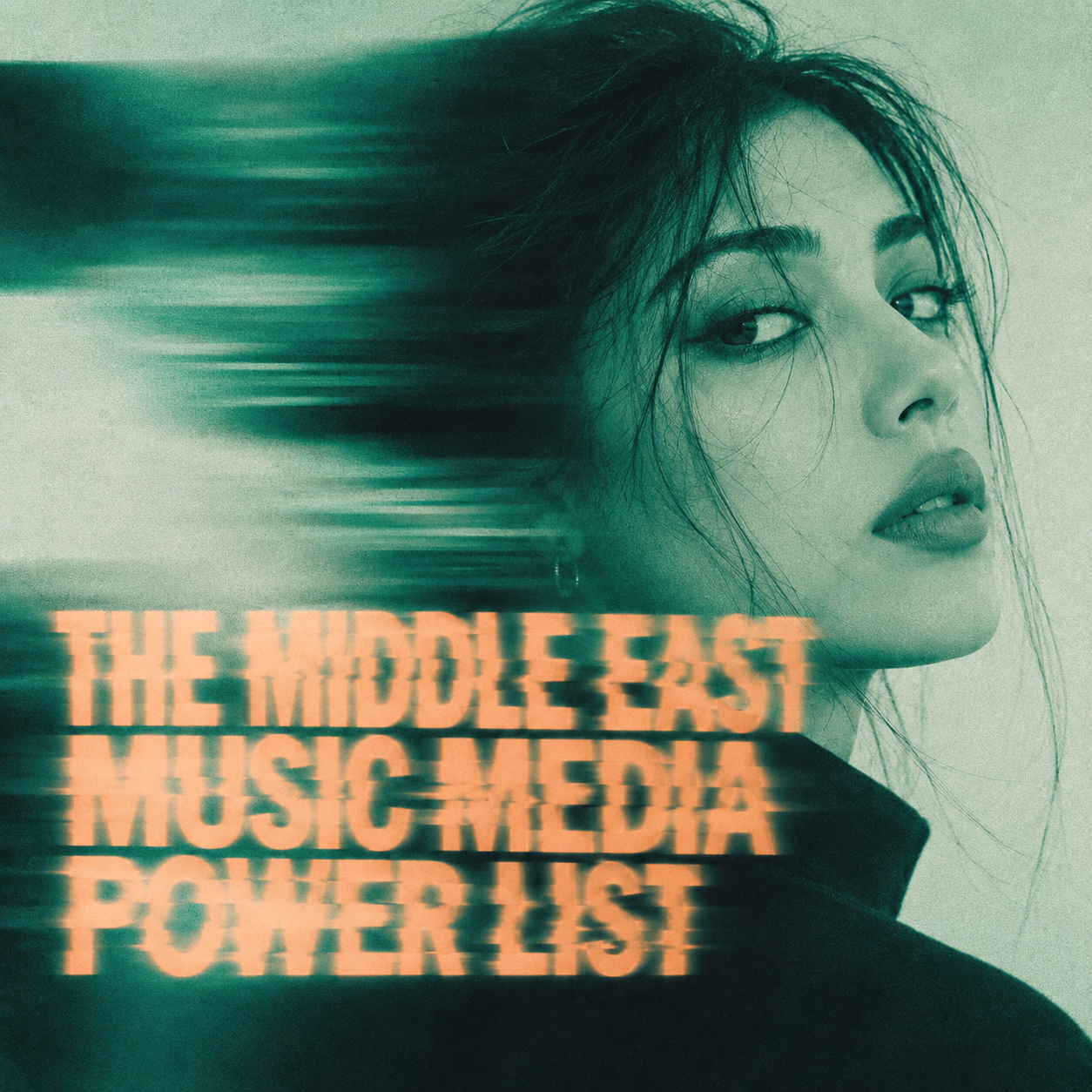 Middle East music media power list cover with a musician and green-toned lettering.