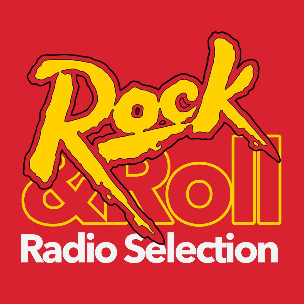Red cover with yellow rock lettering reading 'Rock & Roll Radio Selection'