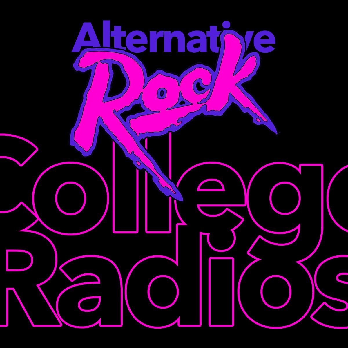 Black cover with pink and blue lettering reading 'Alternative Rock College Radios'