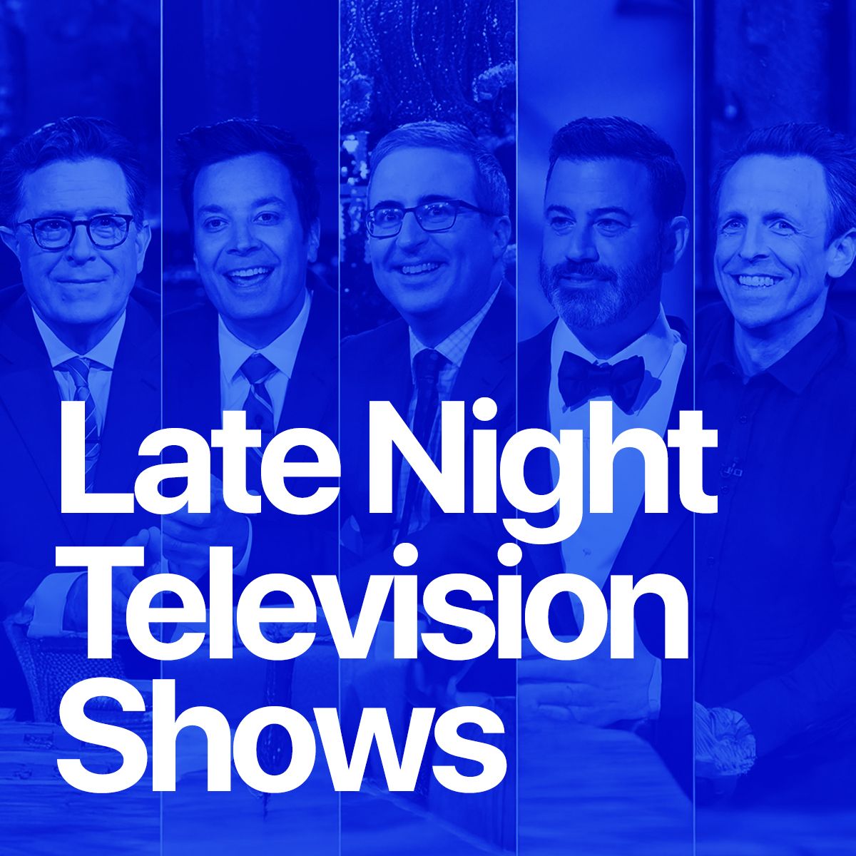 Blue-toned cover reading 'Late Night Television Shows' above five late night hosts
