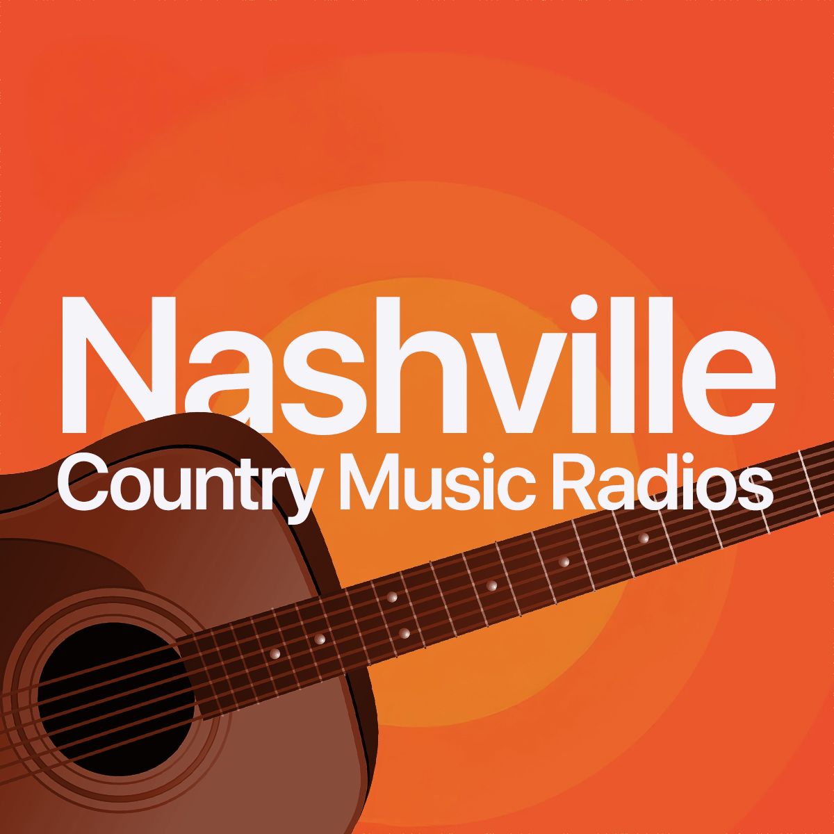 Orange cover with an acoustic guitar reading 'Nashville Country Music Radios'