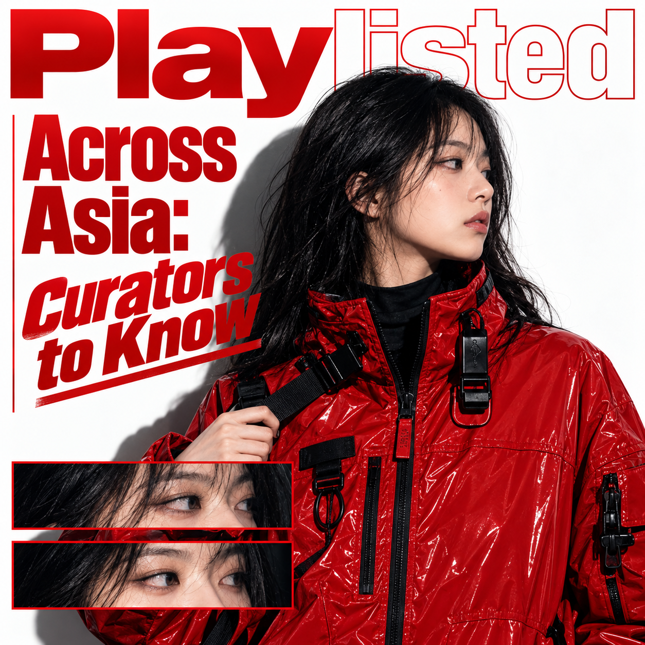 Playlisted Across Asia cover featuring a musician in a red jacket and bold red type.